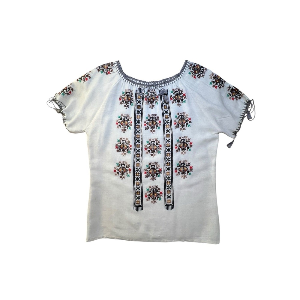 Vintage Embroidered Boho Peasant‎ Blouse European Handmade NO SIZE Folk Floral